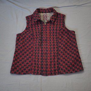 Vintage Quilted Vest Womens Handmade Reversible Plaid Patchwork Cottage Capsule